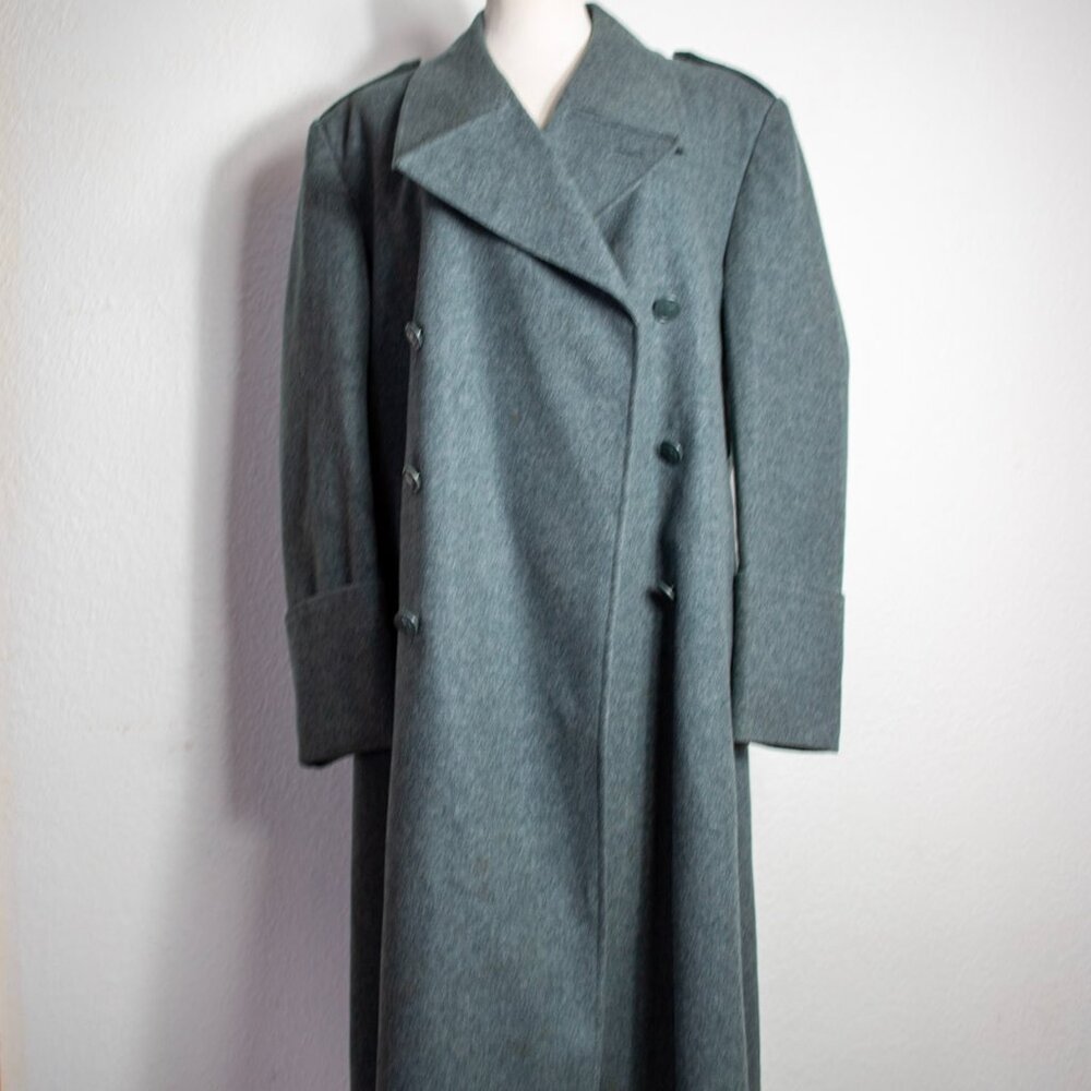 Antique WWII 100% Wool Army Green Trench Coat Size Men's Large